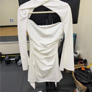 Elegant White Long-Sleeve Dress